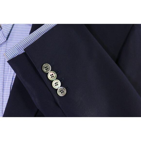 Cardinal of Canada Navy Blue Woven 2-Btn Wool Blazer w/ MOP Buttons 44R - Picture 6 of 9